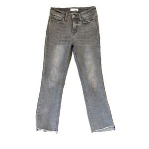 Vervet Jeans Womens Size 25 Gray Distressed Wash High Rise Crop Flare Raw Hem